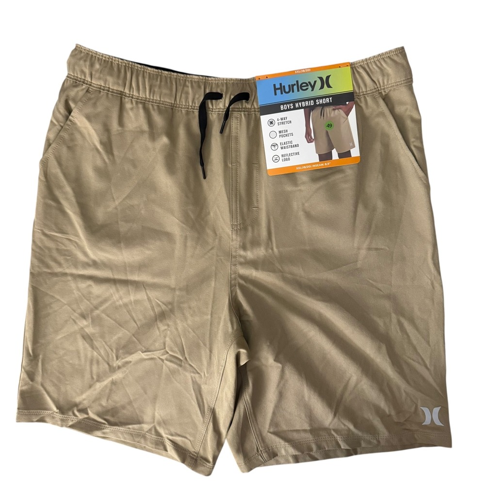 Hurley Hybrid Short Boys XXL 18/20 Khaki Tan New 4-Way Stretch Reflective Logo